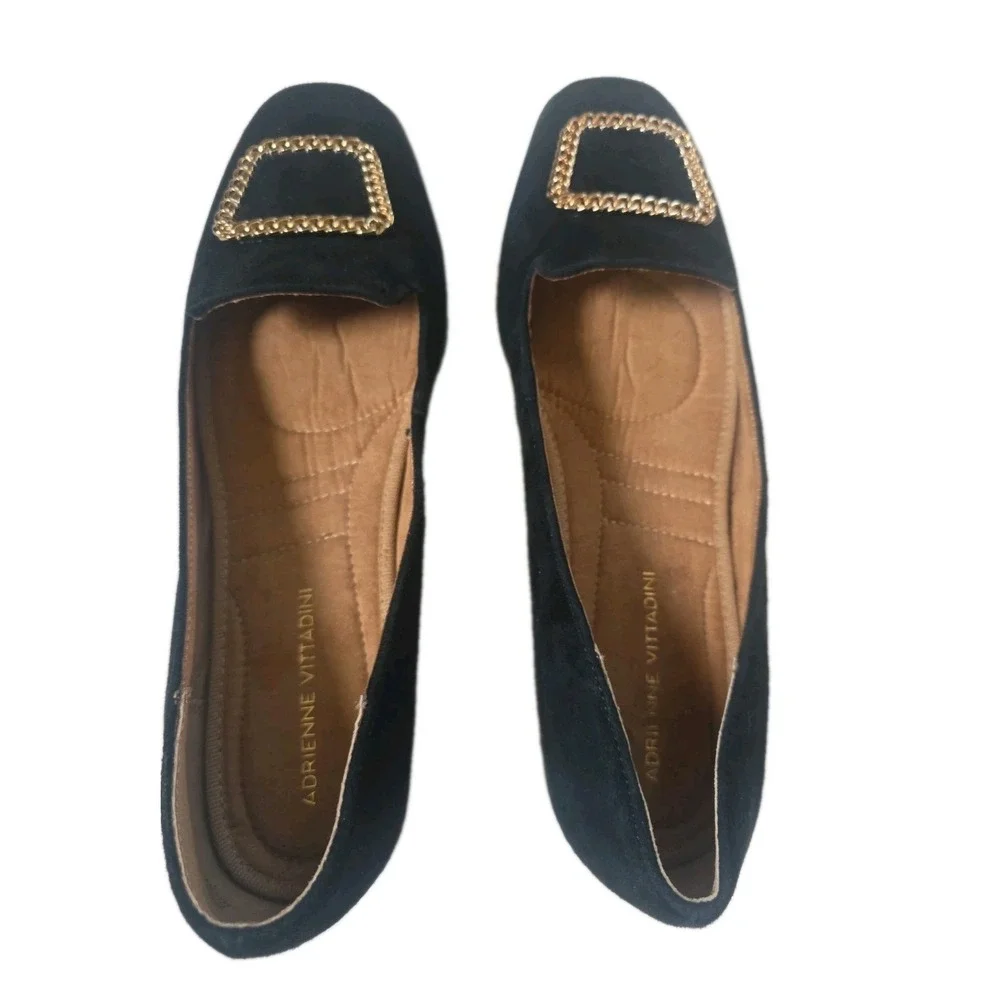 NWOT Adrienne Vittadini AV-VOND Black Suede Loafers Flats Women's 9.5 M MSRP $99